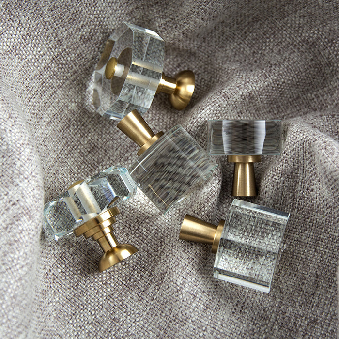 Acrylic brass one hole Knobs cupboard drawer pulls