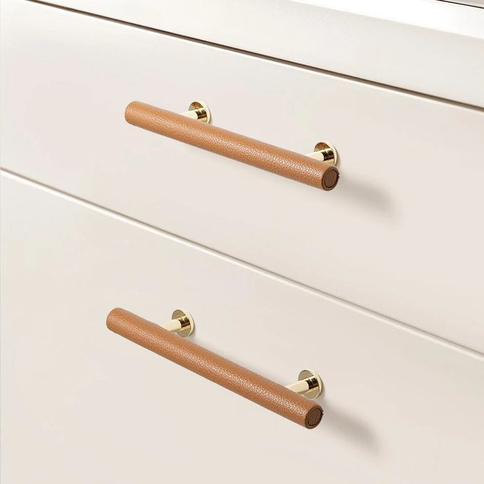 Leather Drawer Pulls Handles Wardrobe Dresser Knobs