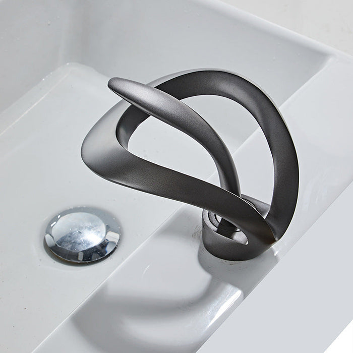 Elegant Single Hole Solid Brass Waterfall Bathroom Sink Faucet