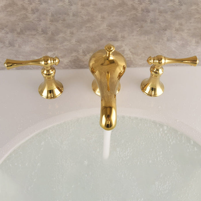 Antique Three Hole Widespread Bathroom Faucet