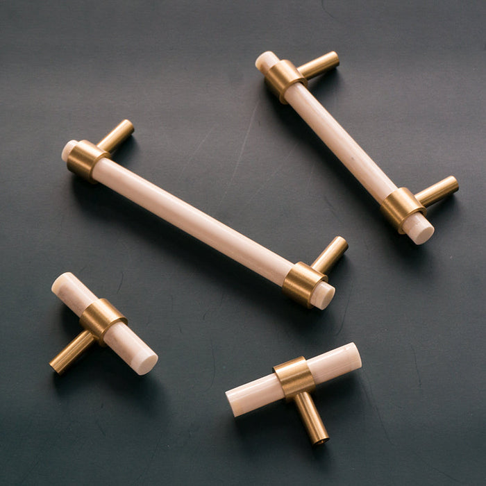 Nordic Bone and Horn T Bar Brass Cabinet Handles Drawer Knobs Handles