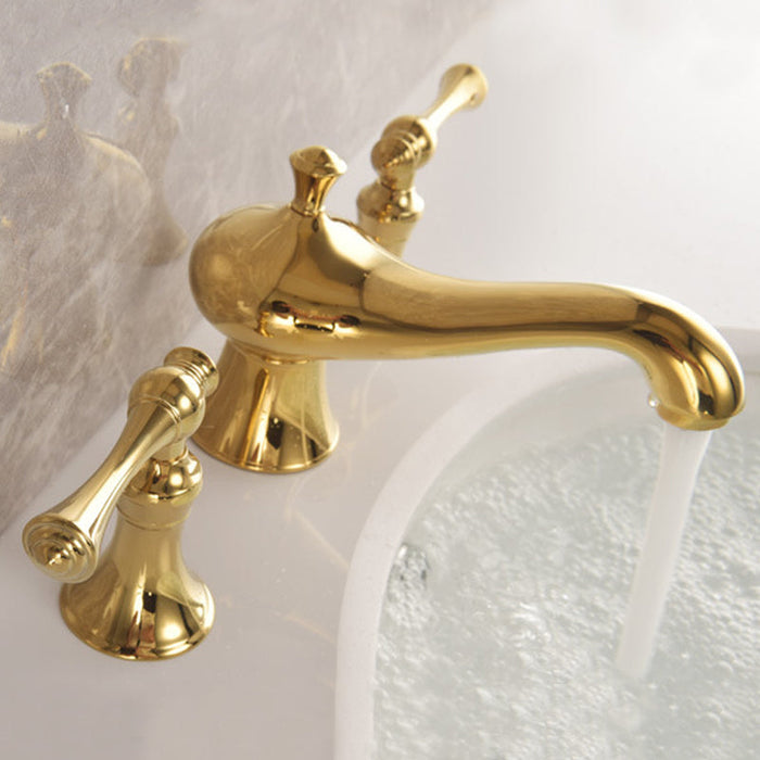 Antique Three Hole Widespread Bathroom Faucet