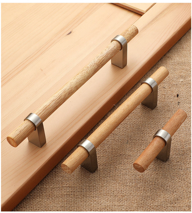 Beech Wood Drawer Pulls Knobs Cupboard Handles