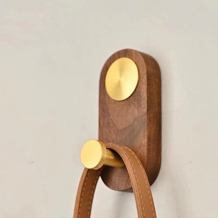 Black Walnut & Brass Wall Hook(Install with Glue)