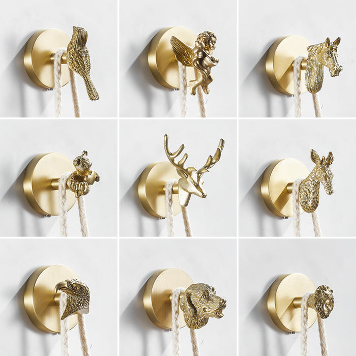 Solid Brass Animal Wall Hooks, Luxurious Gold Coat Hook Wall Decor