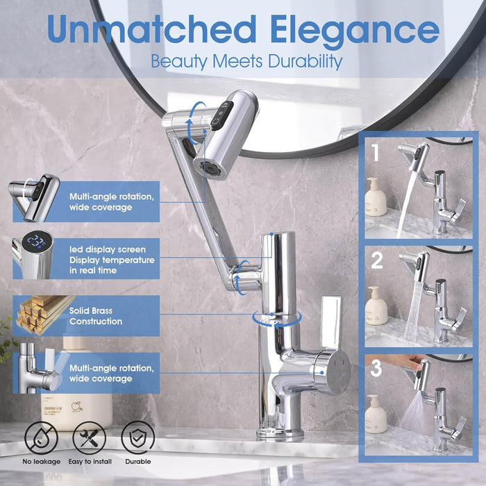 Intelligent Digital Display Bathroom Hot And Cold Basin Faucet