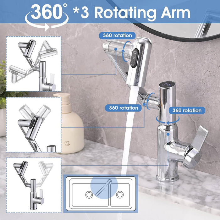 Intelligent Digital Display Bathroom Hot And Cold Basin Faucet