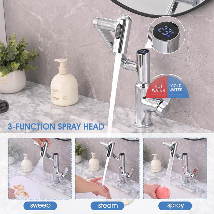 Intelligent Digital Display Bathroom Hot And Cold Basin Faucet