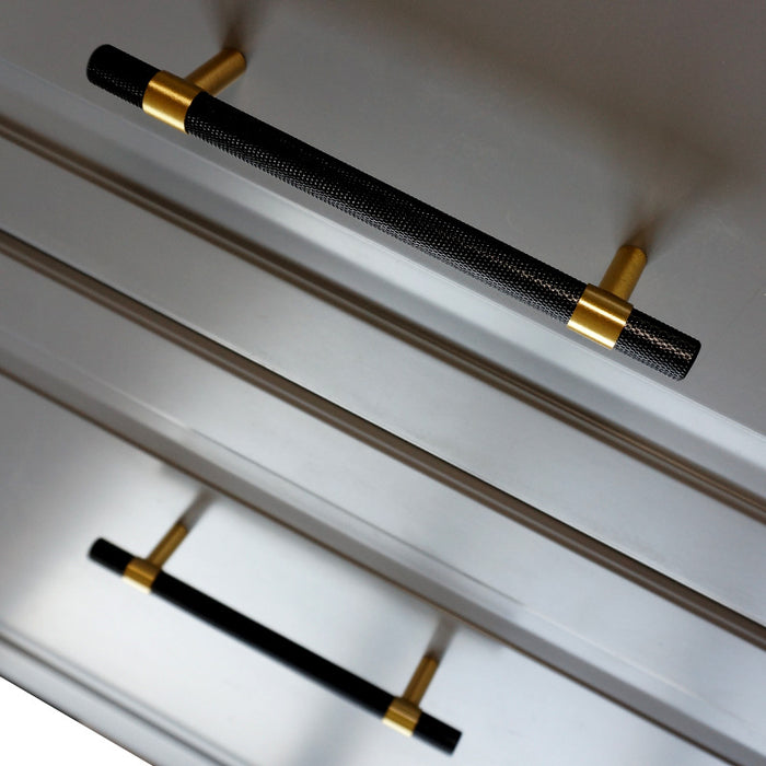 Knurled Solid Black & Brass Cabinet Handles