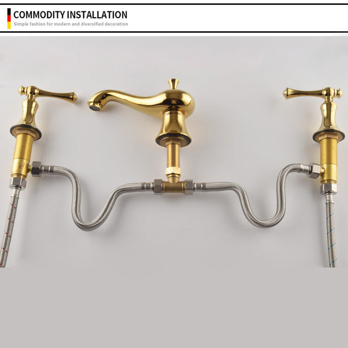 Antique Three Hole Widespread Bathroom Faucet