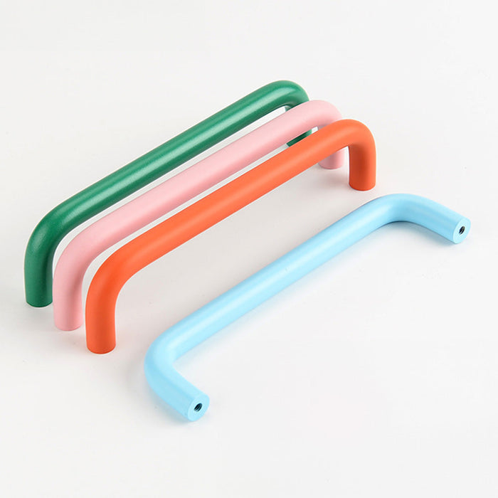 Colorful Double Curved Drawer Door Handles Cute Children Cabinet Pulls