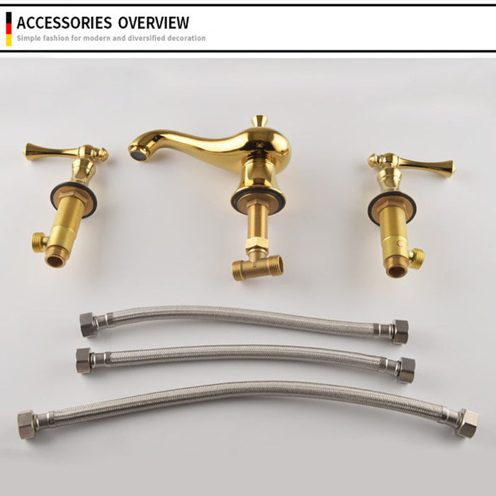 Antique Three Hole Widespread Bathroom Faucet