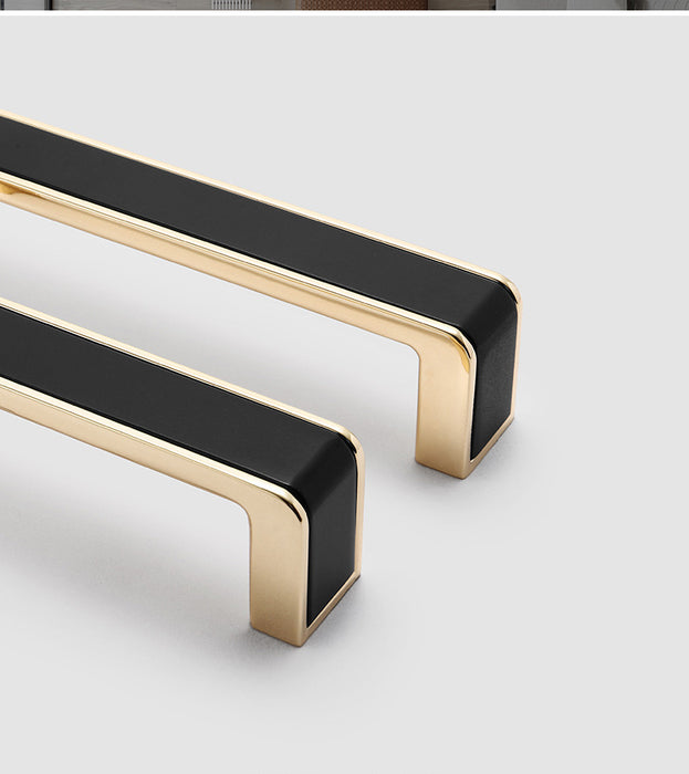 Black & Gold Kitchen Cabinet Handles, Modern Square Bar Pull Drawer Knobs