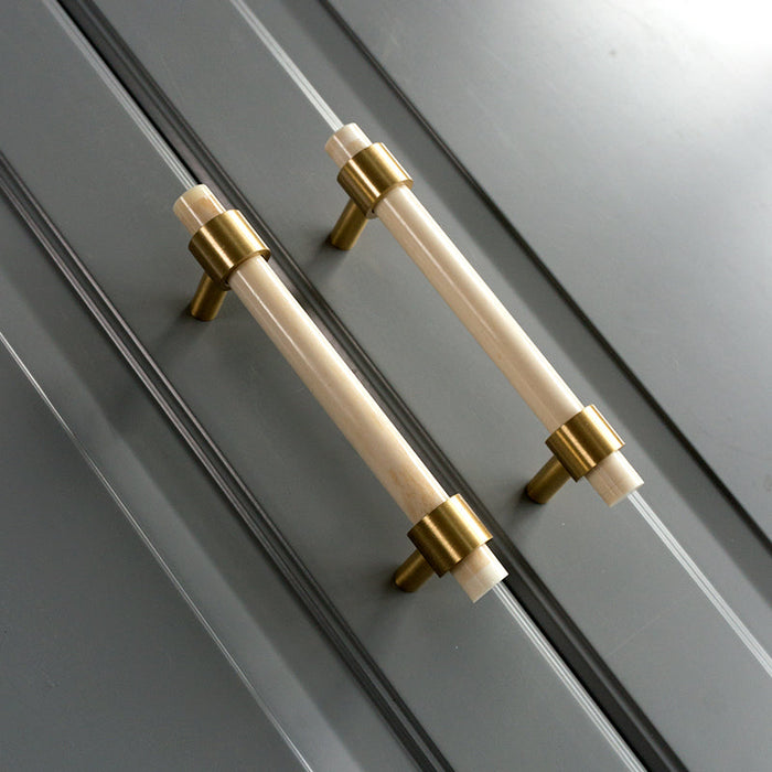 Nordic Bone and Horn T Bar Brass Cabinet Handles Drawer Knobs Handles