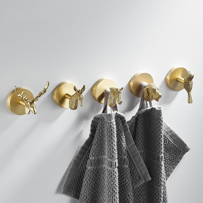 Solid Brass Animal Wall Hooks, Luxurious Gold Coat Hook Wall Decor