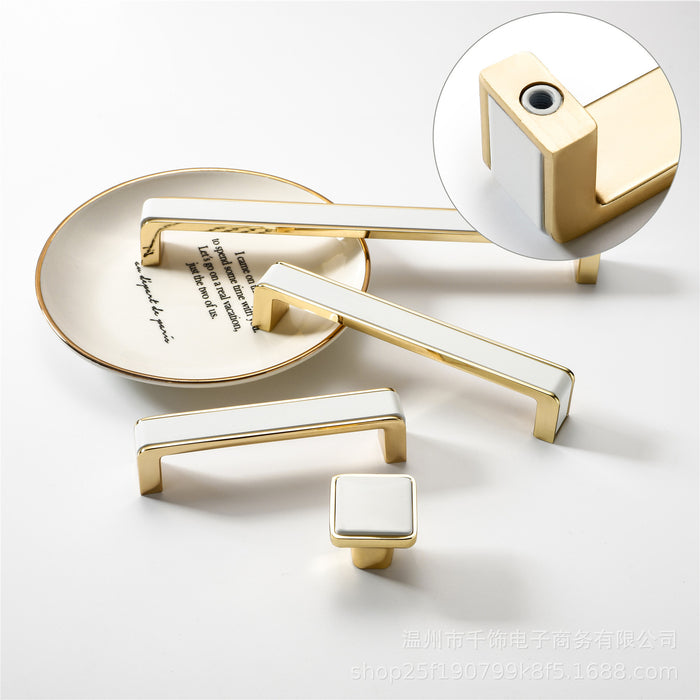 Modern White & Gold Kitchen Cabinet Handles