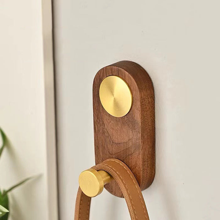 Black Walnut & Brass Wall Hook(Install with Glue)