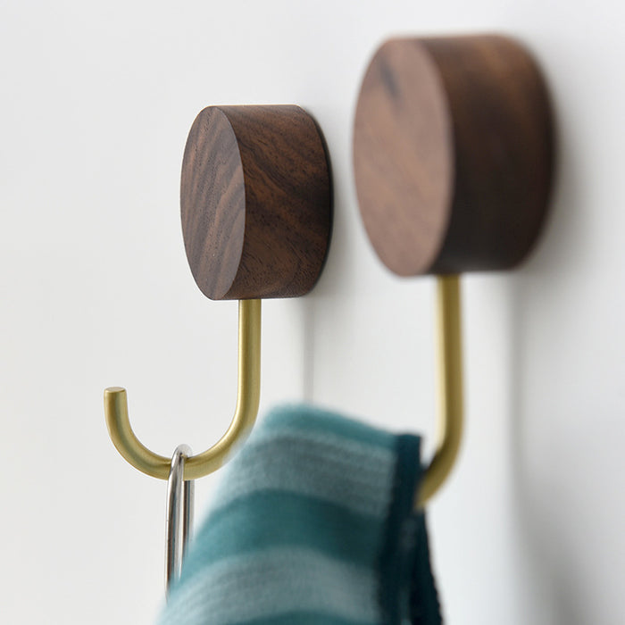 Black Walnut & Brass Wall Hooks Solid Wood Coat Hangers