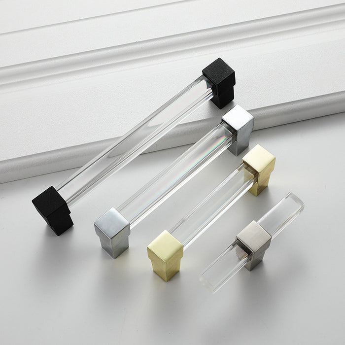 Square Acrylic Cabinet Handles, Clear Acrylic Drawer Pull Gold Black Silver Dresser Pulls Drawer Handles Bar Pull Knobs Bathroom Handle