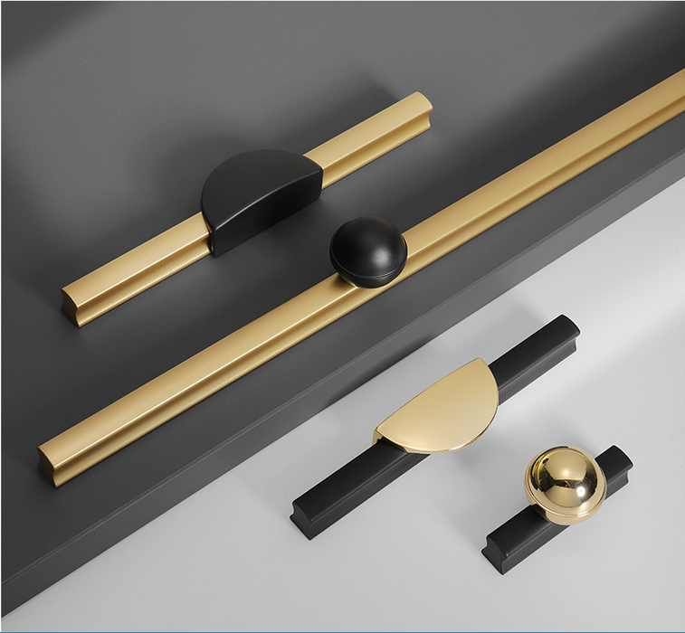 Modern Strip Cabinet Handles Gold Black Wardrobe Pulls