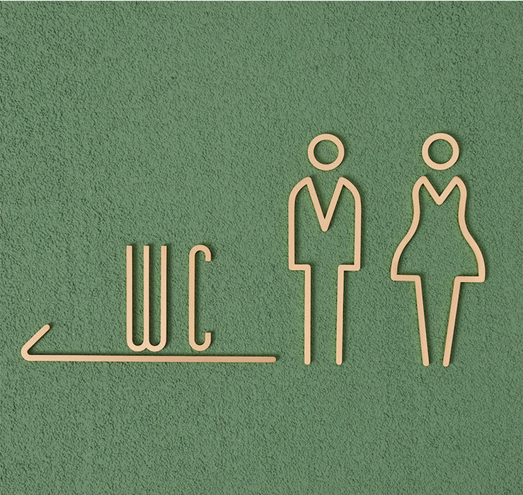 Brass Restroom Door Sign, Male and Female Toilet Sign