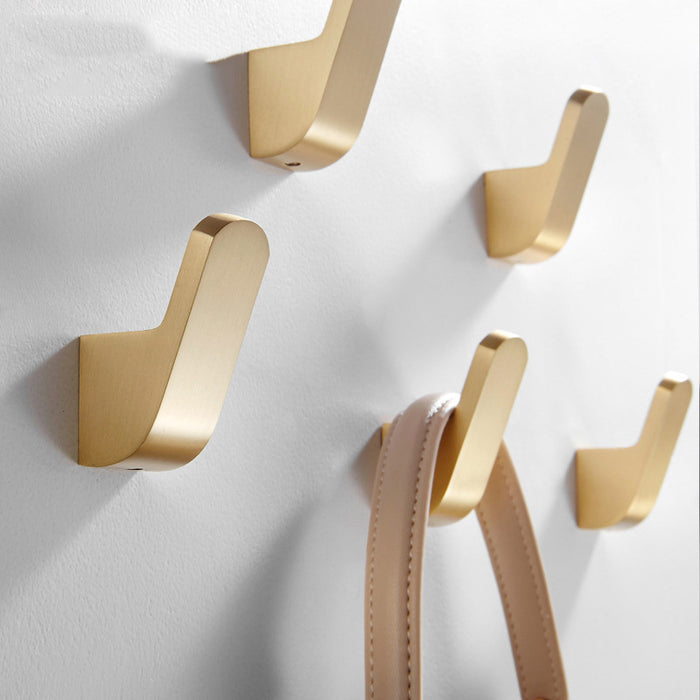 Modern Solid Brass Hook, Gold Silver Black Coat Hook