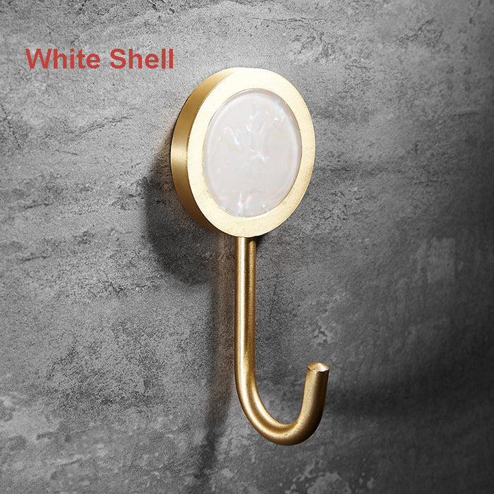 Modern Brass Shell Leather Coat Bag Hook Towel Hooks Wall Hangers