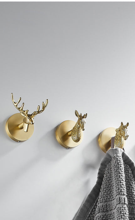 Solid Brass Animal Wall Hooks, Luxurious Gold Coat Hook Wall Decor