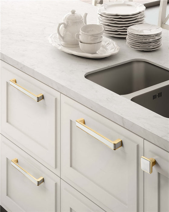 Modern White & Gold Kitchen Cabinet Handles