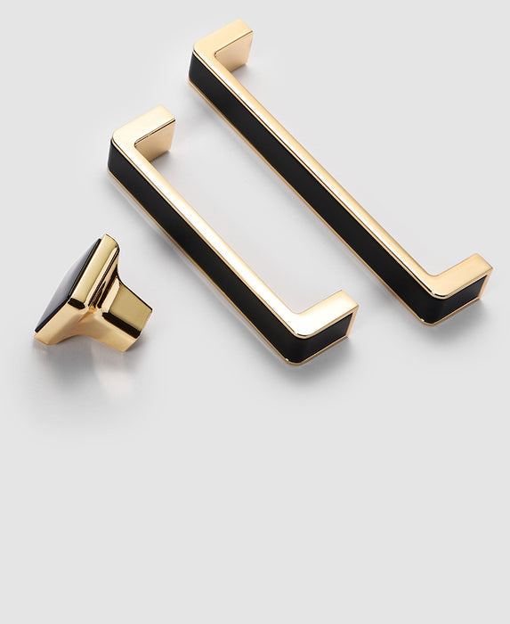 Black & Gold Kitchen Cabinet Handles, Modern Square Bar Pull Drawer Knobs