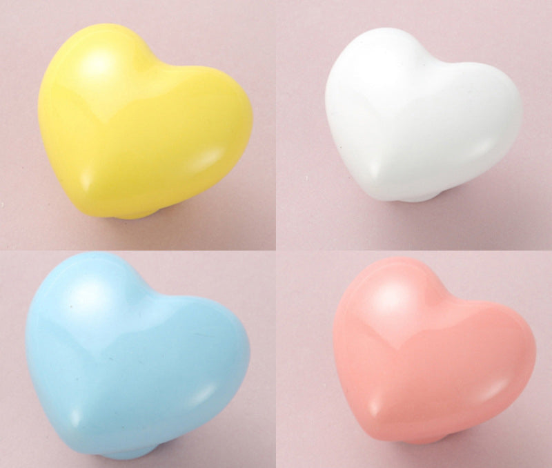 Cute Wardrobe Knob Heart Shape Pull Handle Ceramics Cabinet Knobs