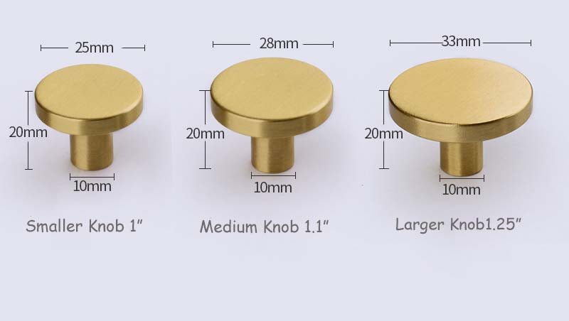 1'' 1.1'' 1.25'' Brass Round Knob Dresser Drawer Knob Pulls