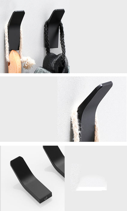 Matte Black Wall Hook, Metal Coat Hooks- Install with Glue