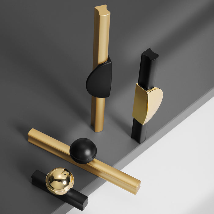 Modern Strip Cabinet Handles Gold Black Wardrobe Pulls