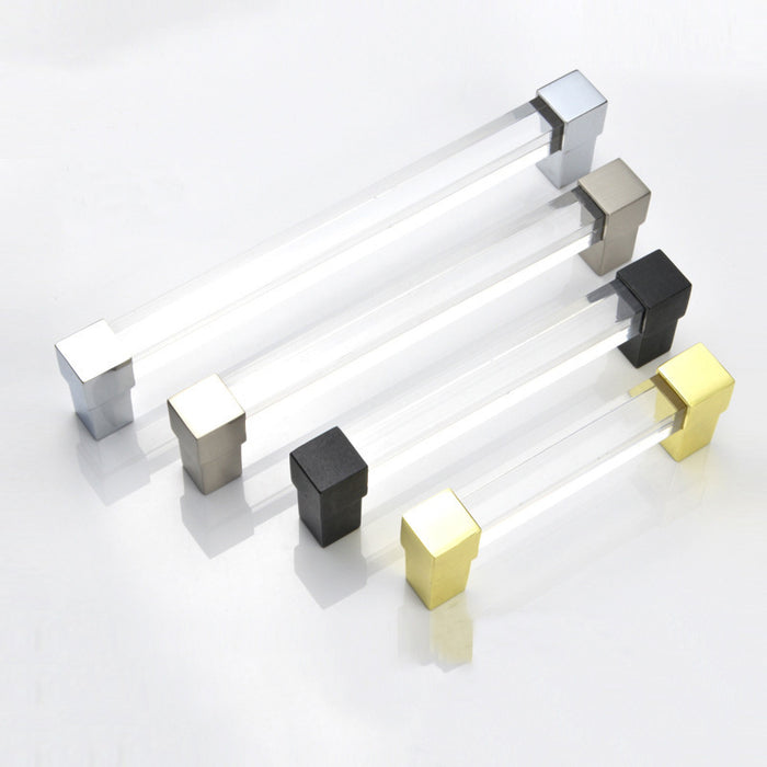 Square Acrylic Cabinet Handles, Clear Acrylic Drawer Pull Gold Black Silver Dresser Pulls Drawer Handles Bar Pull Knobs Bathroom Handle