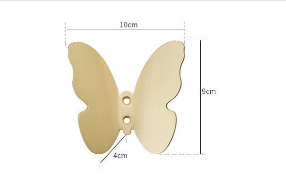 Brass Butterfly Hooks 3D Wall Decor Coat Hanger Animal Art Decorations