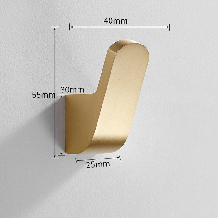 Modern Solid Brass Hook, Gold Silver Black Coat Hook