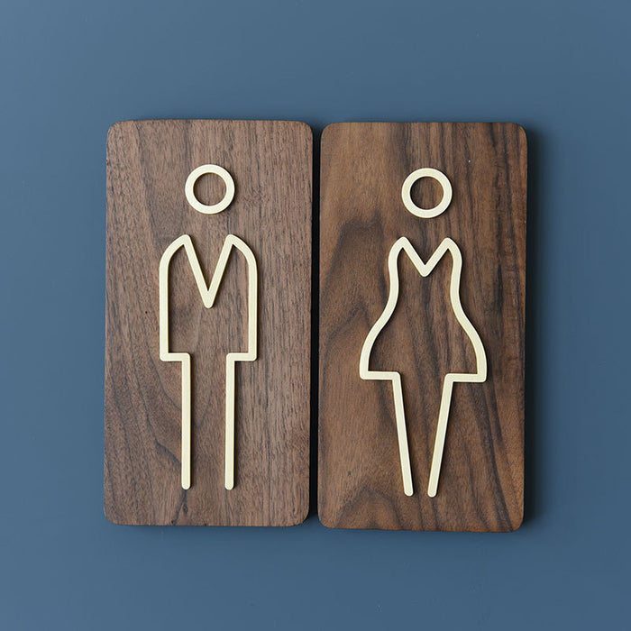 Brass Restroom Door Sign, Male and Female Toilet Sign