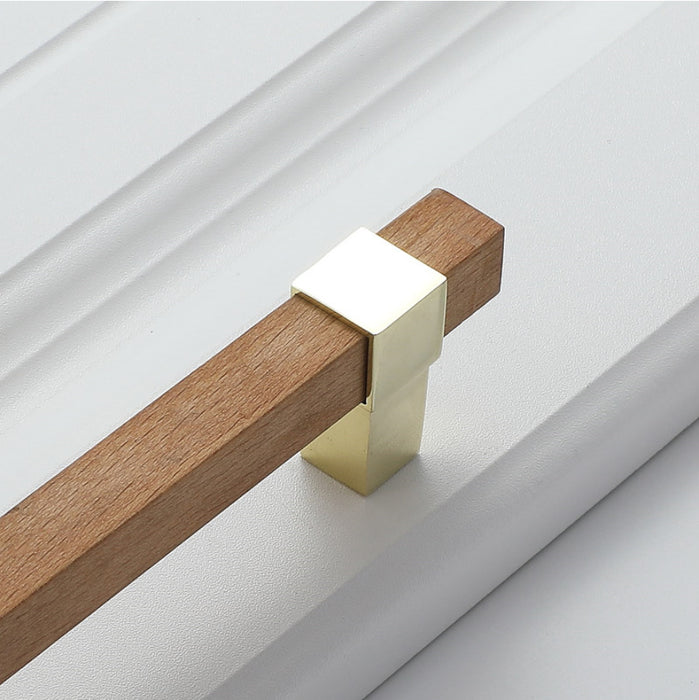 Beech Wood Drawer Pulls Knobs, Square Wood Cupboard Handles, Solid Wood Cabinet Handle Dresser Knobs Closet Wardrobe Handles Kitchen Pulls