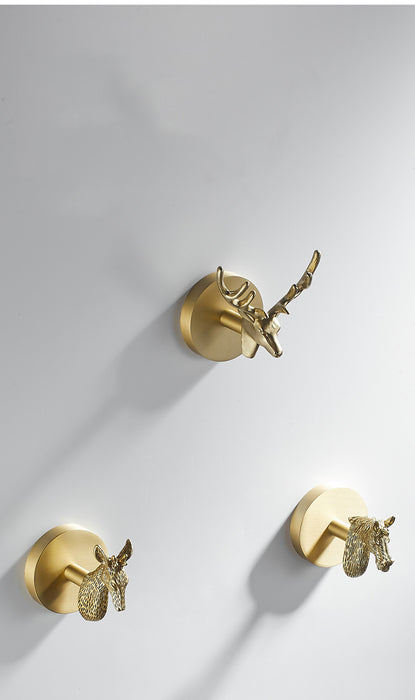 Solid Brass Animal Wall Hooks, Luxurious Gold Coat Hook Wall Decor