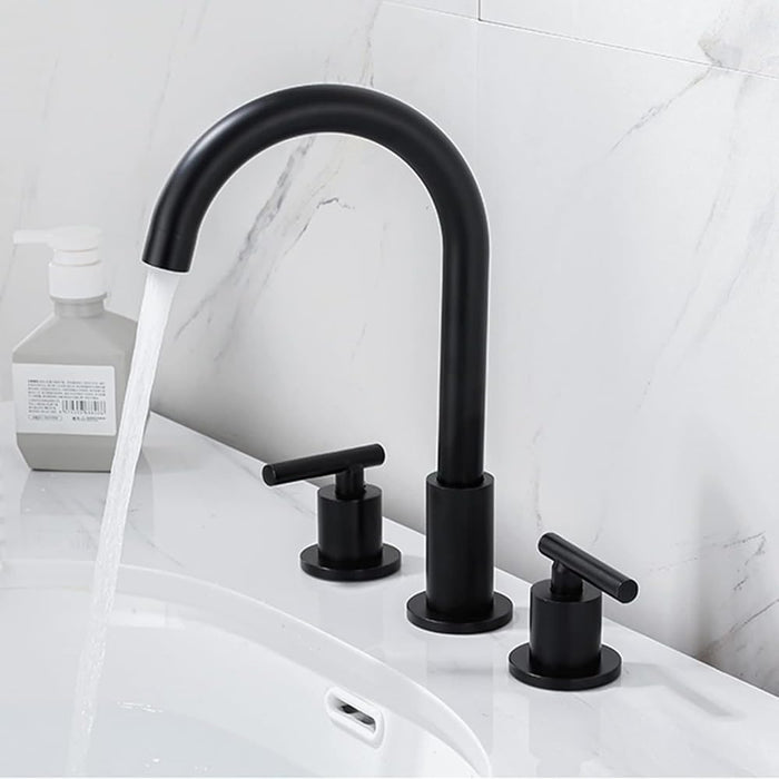 3 Holes 360° Swivel Spout Antique Brass Widespread Bathroom Sink Faucets