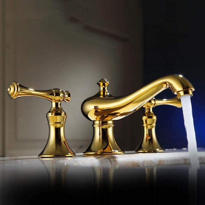 Antique Three Hole Widespread Bathroom Faucet