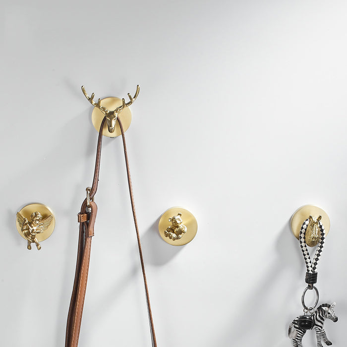 Solid Brass Animal Wall Hooks, Luxurious Gold Coat Hook Wall Decor