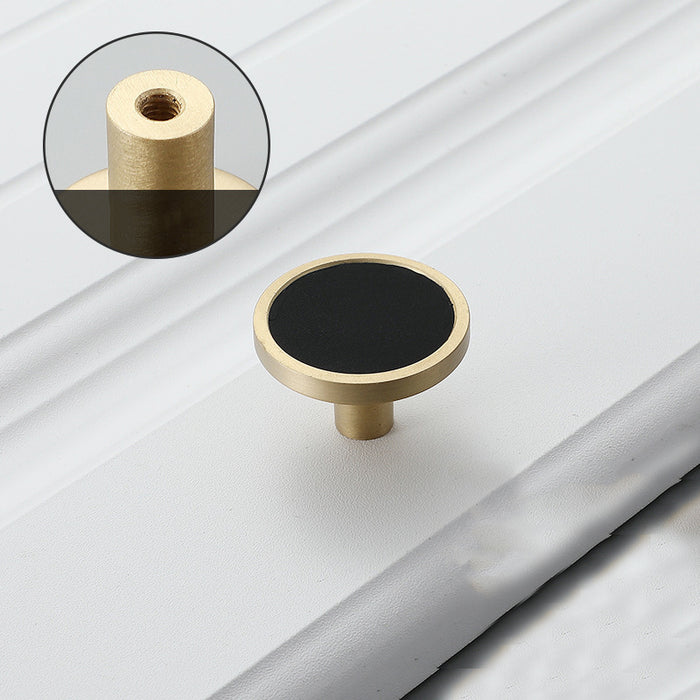 Black Leather Solid Brass Cabinet Handles