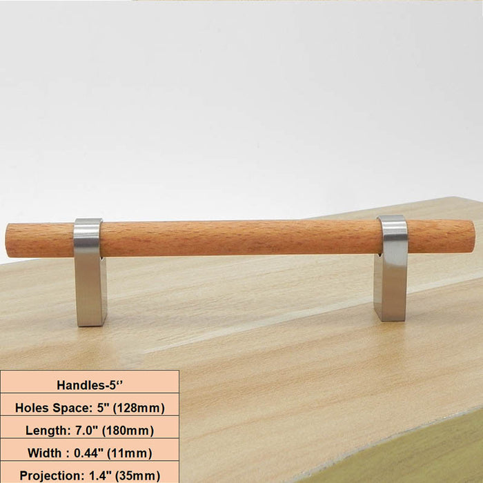 Beech Wood Drawer Pulls Knobs Cupboard Handles