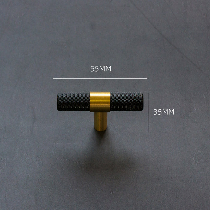 Knurled Solid Black & Brass Cabinet Handles