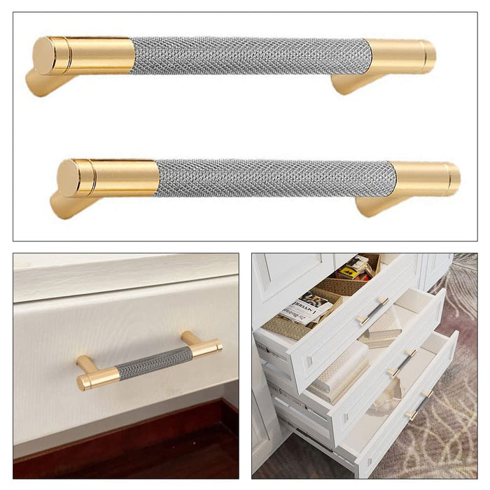 Modern Gold Knurled T-Bar Cabinet Handles