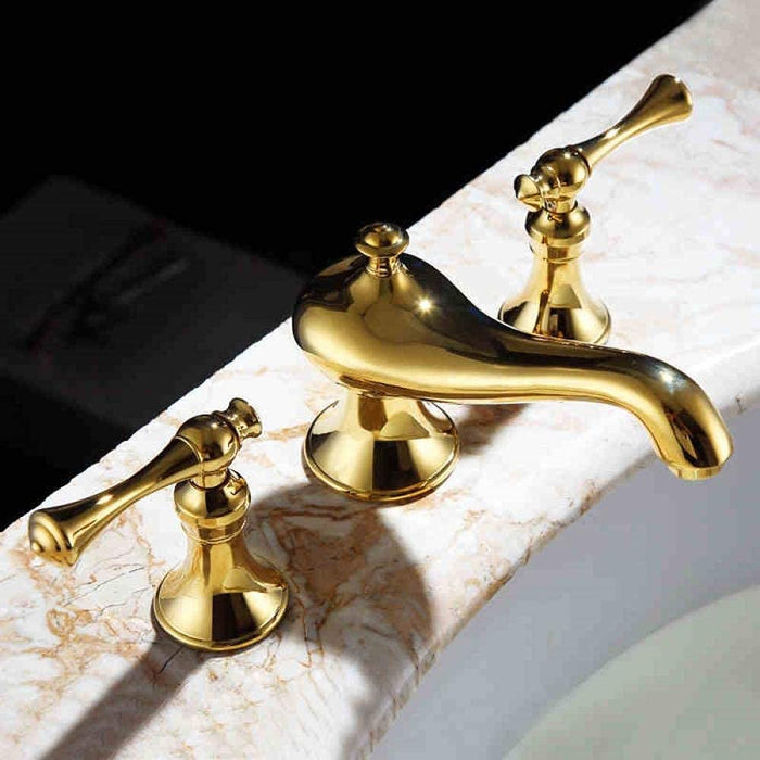 Antique Three Hole Widespread Bathroom Faucet