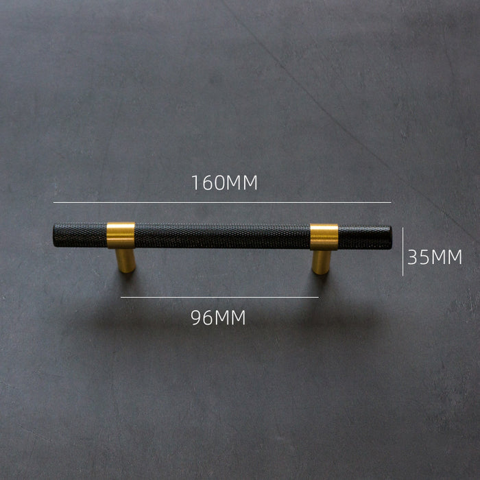 Knurled Solid Black & Brass Cabinet Handles