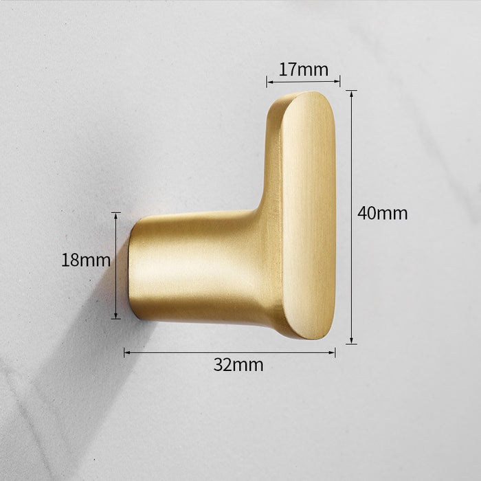 Modern Solid Brass Hook, Gold Silver Black Coat Hook